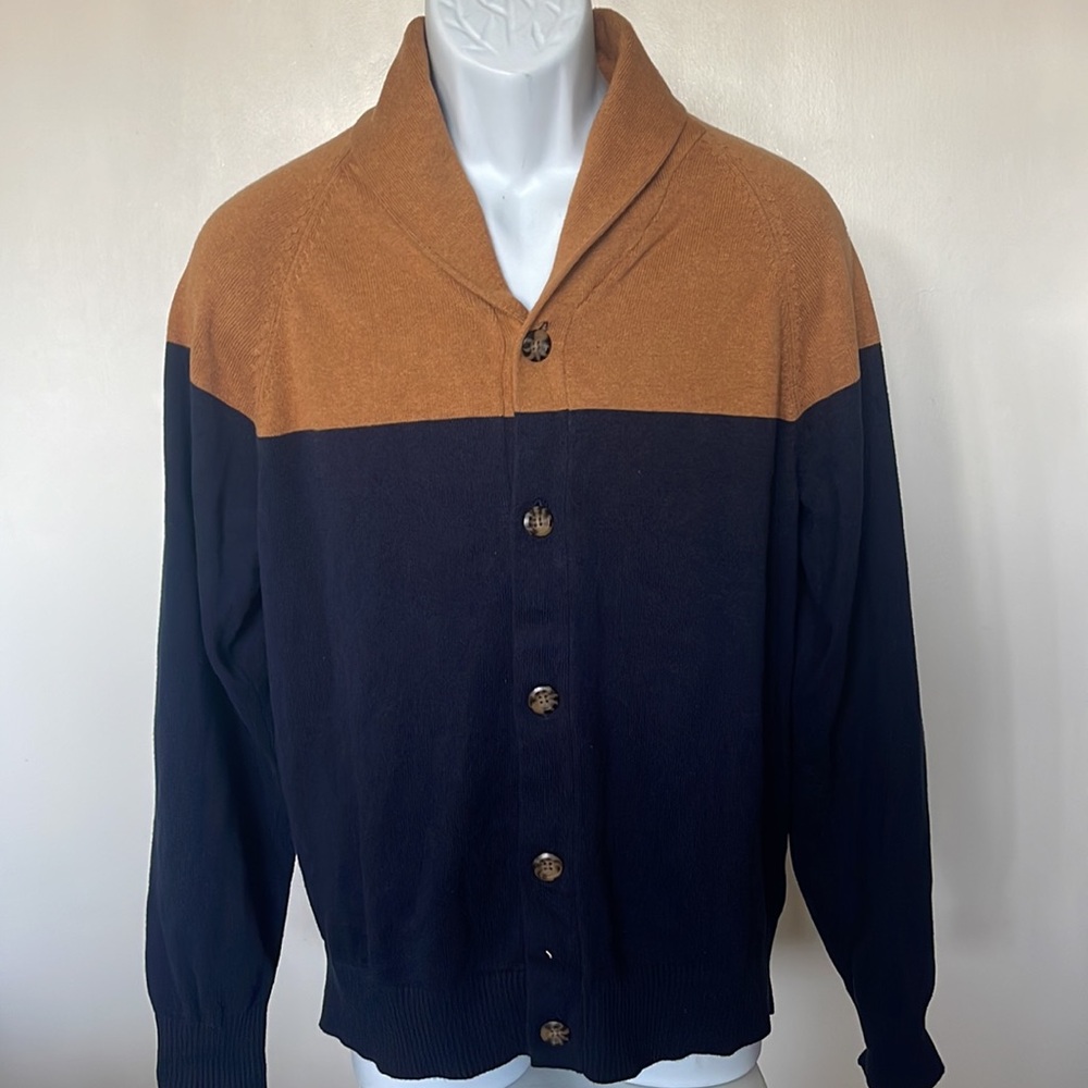 GOODIELLOW & Co. CARDIGAN Buttons Down Gold/blue Color sz M MENS SWEATER